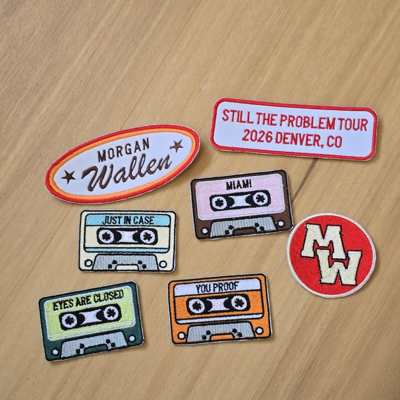 Custom music-themed embroidered patches