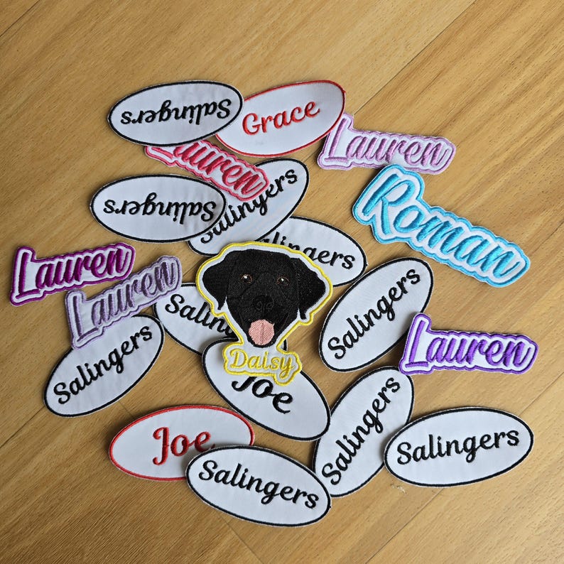 Personalised embroidered name patches