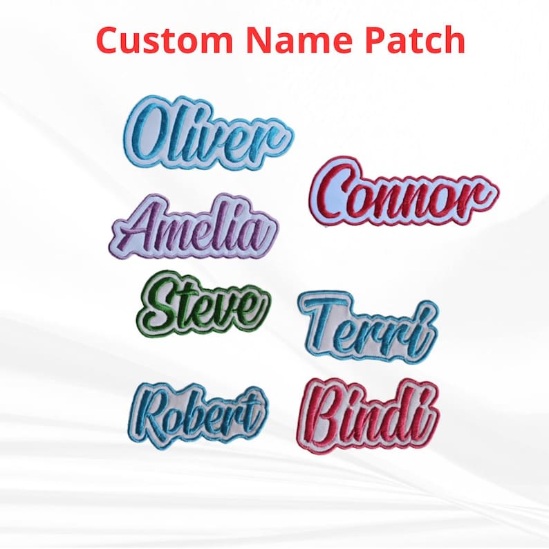 Personalised embroidered name patch example 1