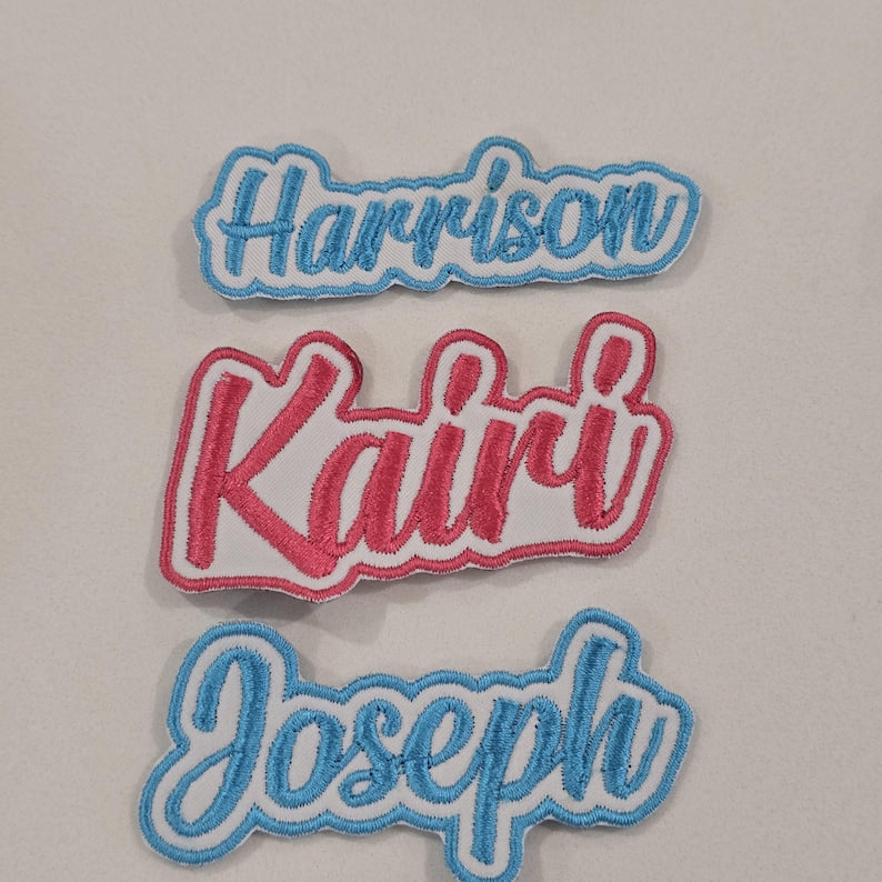 Personalised embroidered name patch example 10