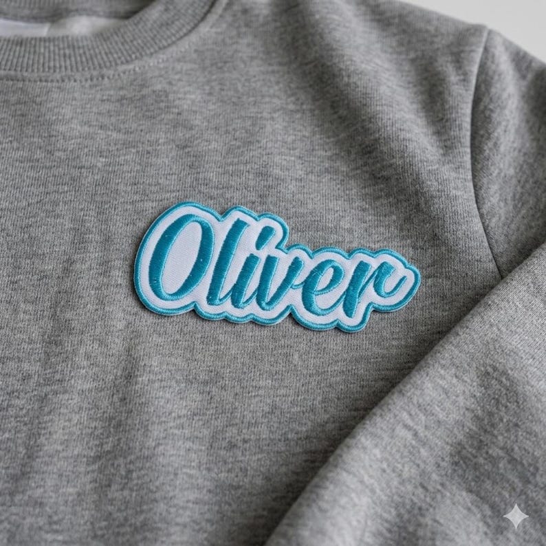 Personalised embroidered name patch example 4